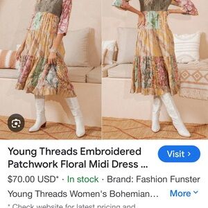 Young Threads Patchwork Floral Midi Dress